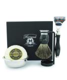 5 Pc Men's Shaving Kit - Edge Razor Badger Hair Brush Stand Soap & Bowl | Perfect Grooming Set for Men - Buy Online on GoSupps.com