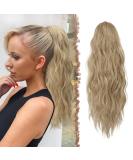 FESHFEN Blonde & Ash Blonde Mixed Curly Wavy Drawstring Ponytail Extension 18 inch - Synthetic Hairpiece for Women - Buy Online on GoSupps.com