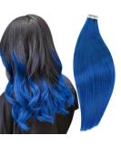 Runature Blue Tape In Hair Extensions - 45cm Real Human Hair - 10 Pieces 25g - Invisible #Blue Hair Extensions - Buy Online on GoSupps.com