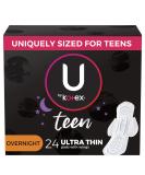 U by Kotex Teen Ultra Thin Feminine Pads with Wings Overnight Unscented 24 Count 24 Count (Pack of 1) - Buy Online on GoSupps.com