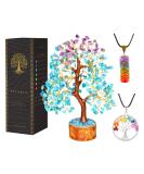 YATSKIA Amethyst & Turquoise Crystal Tree of Life - Spiritual Good Luck Charms - Meditation Decor for Women - Gemstone Tree with Golden Wire - Buy Online on GoSupps.com