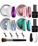 Chrome Nail Powder - White Pearl Holographic Unicorn Mirror Effect Glitter Dust Set - Buy Online on GoSupps.com