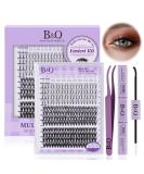 B & Q Eyelash Extensions Set | 30D + 40D DIY Spike Lash Kit - Bond & Seal & Tweezers Included | Multi-Style Mix (10-16 Mix) | Perfect for Professional or DIY Use - Buy Online on GoSupps.com