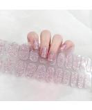 Semi Cured Gel Nail Wraps 22Pcs Pink Glitter Gel Nail Polish Strips Self-Adhesive Gel Nail Stickers Salon-Quality French Manicure Stickers with Soft Glossy Gel Finish Easy to Apply & Remove Sparkle Pink - Buy Online on GoSupps.com