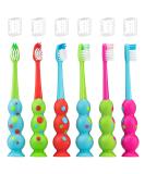 Farber Baby Kids Toothbrushes Set - 6 Pack of Children's Toothbrushes with Extra Soft Bristles and Travel Covers - Ideal for Sensitive Teeth - Easy Grip Suction Cup Handles - Color Variety - Buy Online on GoSupps.com