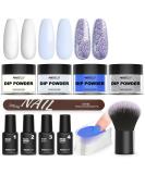 Dip Powder Nail Kit Starter - 4 Colors Stay Navy Blue Dipping Powder Set | DIY Nail Dip Art Kit with Base Activator Top Coat & Brush Saver - Buy Online on GoSupps.com