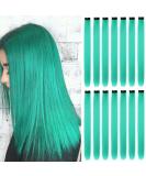 16Pcs Colored Clip in Hair Extensions 22 Inch - Turquoise Highlights for Girls & Women - Heat-Resistant Synthetic Hairpieces - Party Hair Accessories - Buy Online on GoSupps.com