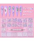 Nail Art AB Crystals Rhinestones Set - 3100pcs for Acrylic Nails Design - 12 Types of Special-Shaped Diamonds + 2500 Flatback Rhinestones Kit for Colorful DIY Nail Decor - Buy Online on GoSupps.com