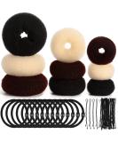 9 Pieces Donut Bun Maker Hair Bun Maker Bun Maker Bun Maker Ring Style with 12 Pieces Hair Bands and 32 Pieces Hair Pins (Black Brown Beige) - Buy Online on GoSupps.com