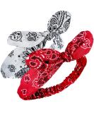 2 Pieces Bandana Headband for Women and Girls, Knot Retro Print Headbands Paisley Print Headband Headwrap for Girls and Women (Red, White) - Buy Online on GoSupps.com