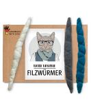 3 hand -rolled felt twist i cat toys made of 100% wool I sustainable toys for cats |Natural play balls for cats |Cats toys from German manual work |Katzen balls made of felt 3 worms (colorful) - Buy Online on GoSupps.com