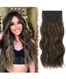 Feshfen Clip In Extensions - 4pcs 50cm Chocolate Brown & Blonde Wavy Synthetic Hair - 180g Hair Extensions for Women - Buy Online on GoSupps.com