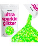 Hemway Premium Ultra Sparkle Glitter - Fluorescent Green Extra Chunky (100g) for Arts Crafts Nails & Cosmetics - Multi-Purpose Metallic Flake - Perfect for Festivals & Creative Projects - Buy Online on GoSupps.com