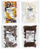 Just Treats Sweet Quartet - Fruit Salad & Black Jacks Candy Sticks Choc Jazzles & Chewing Nuts (4 x 175g Bags) - 4 5 13 29 Chewy Candy Carnival Mix - Buy Online on GoSupps.com