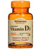 Sundown Naturals Chewable Vitamin D3 25mg - Strawberry-Banana Flavor - 120 Tablets - Buy Online on GoSupps.com