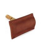 Genuine Cowhide Leather Safety Razor Head Cover | Travel-Friendly Double Edge Razor Case (Cognac - Buy Online on GoSupps.com