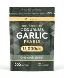 Odourless Garlic Capsules 15000mg | 365 Count | High Strength Garlic Oil | One Year Supply | No Artificial Preservatives | by Carlyle - Buy Online on GoSupps.com