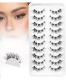 Veleasha Fluffy Wispy Faux Mink Eyelashes - 10 Pairs Criss-Cross False Lashes for Fox Eye Look | International Shipping Available - Buy Online on GoSupps.com