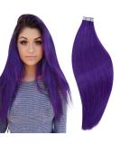RUNATURE Colored Purple Tape in Hair Extensions - 20 Inch Straight Human Hair Tape Ins, 25g - Buy Online on GoSupps.com