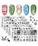 Christmas Nail Stamping Plate Set - Snowflake Elk Winter Stencils for Holiday Manicure - Buy Online on GoSupps.com