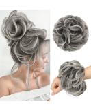 FESHFEN Messy Bun Hair Piece Hair Scrunchies Thick Curly Wavy Hair Piece Synthetic Donut Updo Hairpieces for Women Girls Gray and White Tips 55 g (Pack of 1) 1B/171T60# Gray and White Tips - Buy Online on GoSupps.com