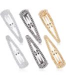 6 Pieces Rhinestone Hair Clips - Snap Barrettes for Women & Girls - Wedding Hair Accessories in Black, Silver, Gold - Buy Online on GoSupps.com