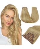Runature Real Hair Clip Extensions - Gold Blonde & Light Blonde 16 Inch (40cm) 120g 7-Piece Remy Hair Clip-Ons - #16P24 - Buy Online on GoSupps.com