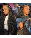 Blomas Deep Wave 28 Inch Human Hair Lace Front Wig for Black Women - 180% Density, Pre-Plucked with Baby Hair, Transparent Lace Frontal - Curly Hair Wig - Buy Online on GoSupps.com