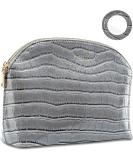 Natooz Gray Leather Makeup Bag | Large Waterproof Travel Cosmetic Organizer | Perfect Gift for Women & Girls - Buy Online on GoSupps.com