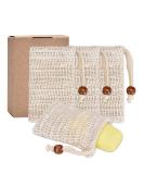 4X Organic Sisal Soap Bags - 100% Natural Plastic-Free Sustainable Soap Net for Body Peeling - Buy Online on GoSupps.com