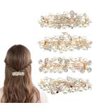 Elegant Pearl Rhinestone Hair Clips - 4 Piece Set | French Spring Butterfly & Clover Accessories for Women - Buy Online on GoSupps.com