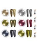 Metallic Mirror Nail Powder Set - 6 Color Chrome Pigment for Holographic Red Nails - Silver & Rose Gold Gift for Women - Buy Online on GoSupps.com