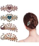 Buy 4-Piece Peacock Flower Hair Clips Set - Crystal Rhinestone Snap Hair Accessories for Women & Girls | Perfect for Weddings - Buy Online on GoSupps.com