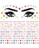 OIIKI 4 Sheets Colorful Star Face Gems Stickers - Eye Rhinestones Makeup Jewels for Parties Festivals & Daily Use - International Shipping Available - Buy Online on GoSupps.com