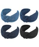 Qianxuan Denim Top Knot Headband Set for Stylish Black Women - 4pcs - Buy Online on GoSupps.com