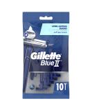Gillette Blue II Fixed Head Disposable Razors - Pack of 10 | International Shipping Available - Buy Online on GoSupps.com
