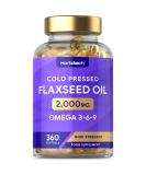 Flaxseed Oil Capsules 2000mg | 360 Count | Omega 3 6 9 with High Strength Alpha Linolenic Acid (ALA) | Cold Pressed Supplement | by Horbaach 360 Count (Pack of 1) - Buy Online on GoSupps.com