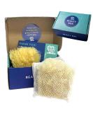 Yellow Sea Sponge Beauty Box | Gentle Exfoliation Bath Sponges for Men & Women | 2 Reusable Sponges with Mesh Bag | Natural Shower Gift Set - Buy Online on GoSupps.com