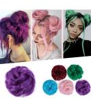 Silk-Co Hair Part with Rubber Band - 35g Wavy Soft Dutt Hair Extensions for Thickening Messy Bun Updos - Purple Lila Curled - Buy Online on GoSupps.com