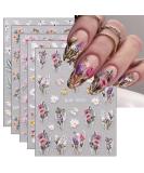 JMEOWIO 6 Sheets 3D Flower Nail Art Stickers | Self-Adhesive Colorful Floral Decals for Summer Nail Design - Buy Online on GoSupps.com