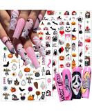 8 Sheets Halloween Ghost Skull Nail Art Stickers | 3D Gothic Punk Horror Designs for Women & Girls | Spooky Pumpkin Nail Art Supplies & Decoration - Buy Online on GoSupps.com