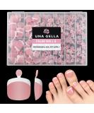 UNA GELLA Peach Pink Toe Nail Press Ons - 216pcs Soft Gel French Tip Nail Tips for DIY & Salon - Soak Off Acrylic Toenails in 12 Sizes - Buy Online on GoSupps.com