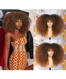 MURAMURA 16 Long Curly Wig with Bangs for Black Women - Afro Bomb Kinky Curly Wig, Fluffy & Soft Synthetic Hair, Black to Brown - Buy Online on GoSupps.com