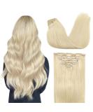 Doores Real Hair Extensions Clip In - Light Platinum Blonde 60cm (24 Inch) - 7 Pieces 120g Remy Natural Hair - Buy Online on GoSupps.com