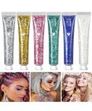 Holzsammlung 6 Color Body & Face Glitter Gel Set - Mermaid Sequins - Holographic Chunky Glitter - Festival Makeup Kit (A) - Buy Online on GoSupps.com