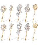 10-Piece Crystal Hair Pin Set - Vintage Rhinestone Bobby Pins in Gold Tone for Women and Girls Hair Decoration - Metal Hair Accessories - Buy Online on GoSupps.com