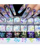 Shop 12 Colors Iridescent Chrome Nail Art Sequins | Holographic Mermaid Glitter Flakes for Face & Body DIY Decoration - Buy Online on GoSupps.com