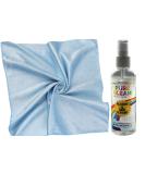 Pure Gleam Glasses and Lens Cleaner - Chemical Free Sustainable and Natural. Easily Removes Grease Prints Dust Marks and Stains Without Harming Glass or Special Coatings. 100ml BOTTLE & BLUE Cloth - Buy Online on GoSupps.com