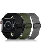 DaQin 3 Pack Stretchy Solo Loop Compatible with Apple Watch Band - Braided Elastic Nylon Bands for Apple Watch SE/iWatch Series 1-8 - Men Women - Black/Army Green/Dark Gray 42mm/44mm/45mm/49mm - Buy Online on GoSupps.com