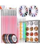 Teenitor Nail Pen Designer Kit with 15 Painting Brushes, Dotting Tool, Foil, Tape, Rhinestones - A-Pink - Buy Online on GoSupps.com